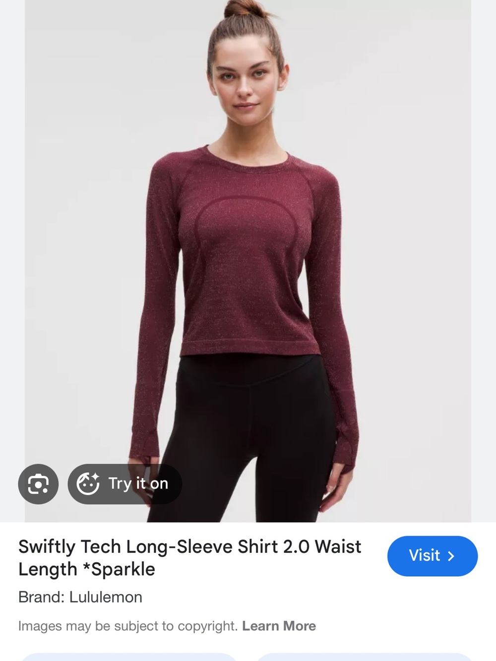 lululemon athletica Long-Sleeve Sparkle Top in Burgundy